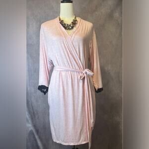 NEW Betsey Johnson Robe 3/4 Sleeves Knee Length Heart Lace Back Pink/Black Sz S